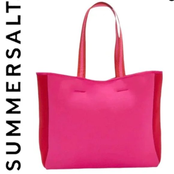 Summersalt Pink Tote Bag Beach Bag Summersalt Beach Bag Pink and Red tote bag - Picture 6 of 6